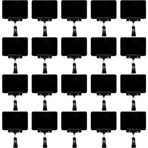 20Pack Mini Chalkboard Signs with Rotatable Clip, Erasable Double Sided Blackboard Clips Plastic Merchandise Sign Display Clip Holder for Food, Store Signs Displays (Black)