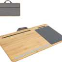 SUMISKY Laptop Lap Desk with Cushion Protable LapDesk with Handle Tablet Support Phone Holder and Mouse Pad Oversized Bamboo Laptop Stand for Sofa Fits Up to 17 Inches