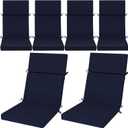 6 Pack Outdoor High Back Chair Cushion, 44 x 20 inches Patio Chair Cushions Waterproof Rocking Cushions Indoor Furniture Seat Pad, Weather Resistant (Solid,Navy Blue)