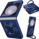 Magnetic Case for Samsung Galaxy Z Flip 6, [Compatible with MagSafe] Military Grade Shockproof Slim fit Samsung Z Flip 6 Phone Case with Magnetic Ring Kickstand, Case for Z Flip 6 -Blue