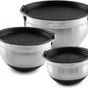 Bellemain Mixing Bowls with Lids Set - Stainless Steel Mixing Bowls with Airtight Lids - Food Storage Containers - 3PCS Set with Non-Slip Bottoms Kitchen Essentials for Baking - Serving