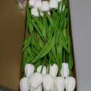 20pcs White Tulips Artificial Flowers 13.5 Inch Real Touch PU Fake Flowers Fake Tulips for Mother's Day Easter in Home Wedding Office Party Table Decoration