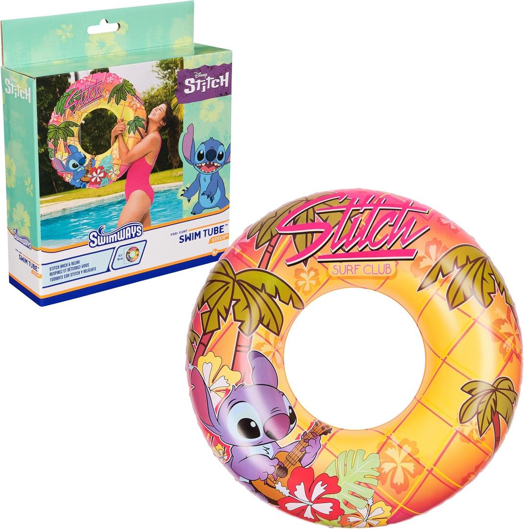 Swimways Stitch Swim Tube Pool Float, Inflatable Pool Floats & Kids Pool Toys, Swimming Pool Accessories & Beach Essentials for Teens Aged 14 & Up
