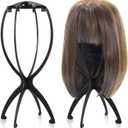 obeoby Wig Stand, Portable Wig Holder Wig Head Stand for All Wigs Travel Wig Hair Stylist Gifts for Women(black (2 pack))