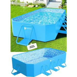 StarOcean 2026 Foldable Pool, Large Non-Inflatable Swimming Pool for Kids,Adult Collapsible Pools Hard Plastic Shell, Oversized Thickened,Portable Folding Kids Pools for Backyard 89"x48"x20"-Dark Blue