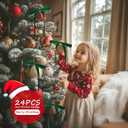 Artmag 24 Pcs Velvet Bows for Christmas Tree Rustic Bows Velvet Christmas Ornaments for Door Garland Wreath Gift Party Holiday Decoration (Width of 5/8",Dark Green)