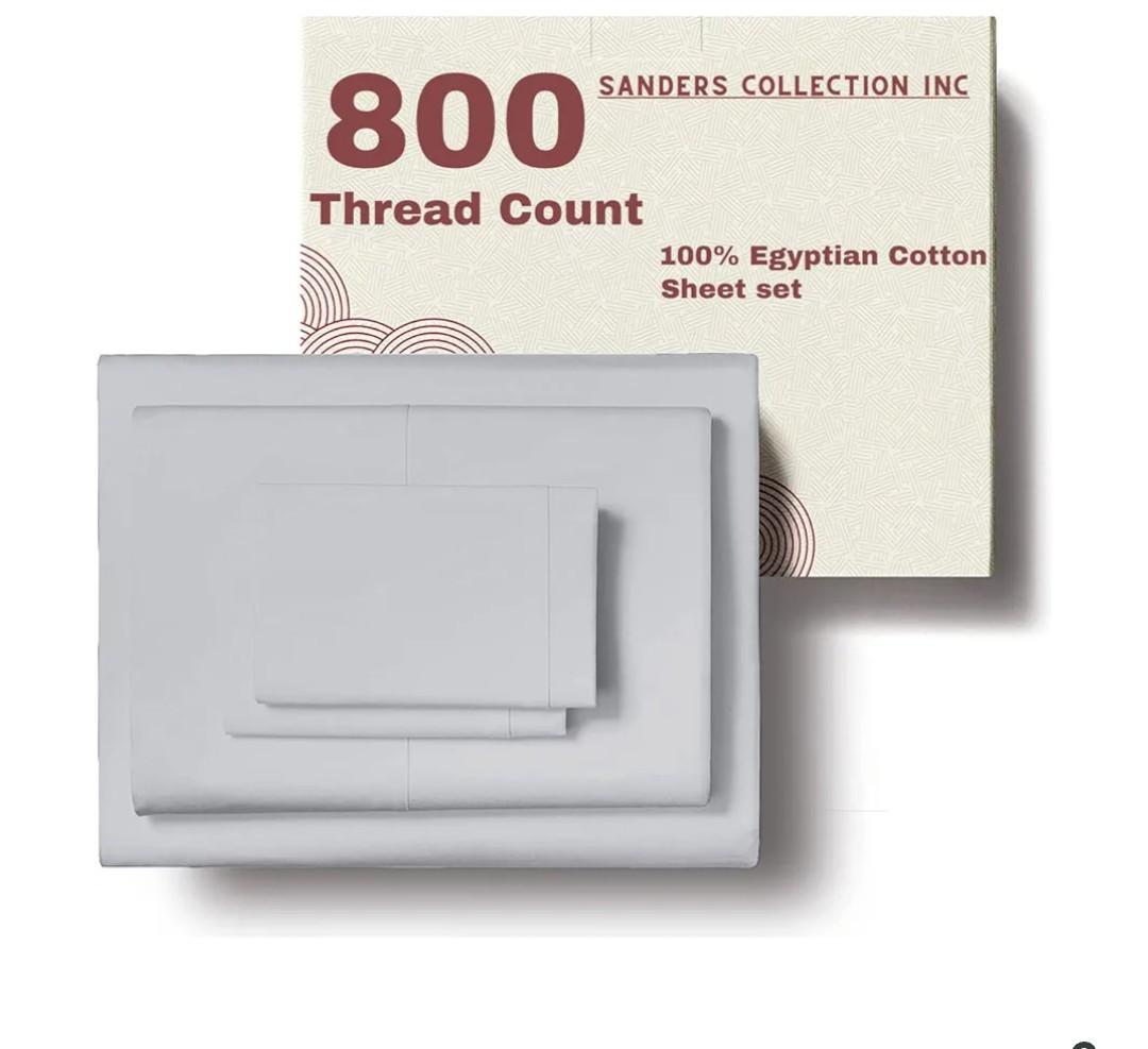 Sanders Collection Inc SCI Luxury 4PC Sheet Set 800 Thread Count Bedsheets Pure Egyptian Cotton Queen Size Sateen Weave Hotel Sheets Deep Pocket (Light Blue)