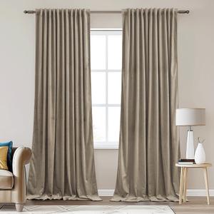 StangH Velvet Curtains for Sliding Door Extra Wide Camel Beige Privacy Thermal Insulated Window Drapes Back Tab Heavy Room Dividers for Living Dining Room, W62 x L84, 2 Panels