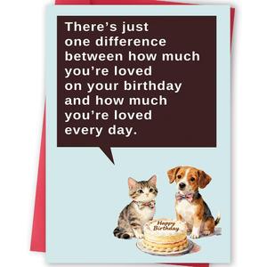 2 x Happy Birthday Card for Cat Dog Lover, Funny Birthday Card Gift for Dog Cat Dad Mom Friend Women Men (FY-309)