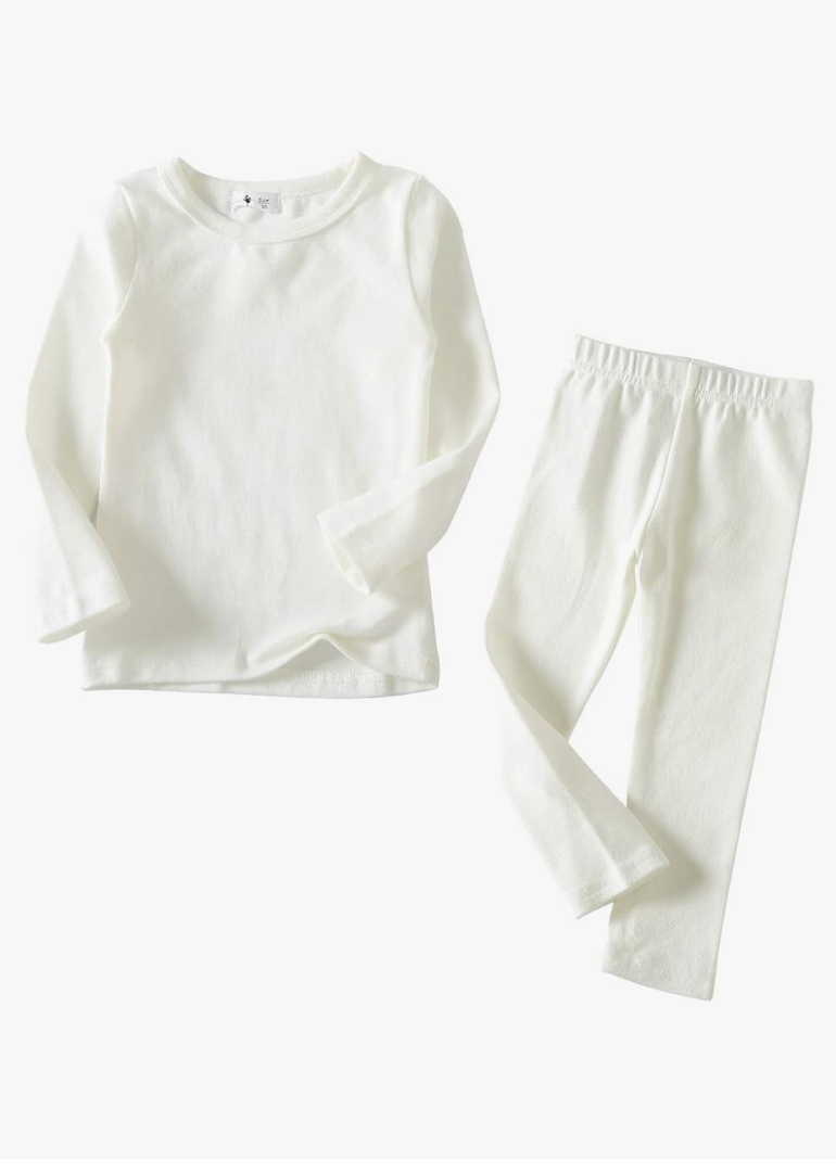 Toddler Girls Boys Pajamas Basic Solid Color Cotton Sleepwear Soft Long Sleeve Pjs 2pcs Set, Size:3