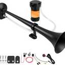 Train Horn for Truck 150db Super Loud Black Single Trumpet Truck Air Horn for Car with Compressor, Suitable for Any 12V Vehicles Cars SUV Ship Boat Lorry Pickup