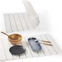 Stone Drying Mat for Kitchen Counter, 24"x16" Large Collapsible Dish Drying Mat with Non-Slip Pad and Sandpaper, Rolling Design, Quick Dry for Dishes, Bottles, Utensils