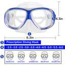 Nearsighted Snorkel Gear, Dry Snorkel Set for Adult Youth, Short-sighted Anti Fog Diving Mask & Full Dry Top Silicone Snorkel for Scuba Diving, Snorkeling, Freediving