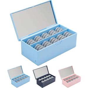Daily Contact Lens Case - Travel Contact Case, Daily Lens Organizer, Flip Top Eye Contacts Carrier for Disposable Lenses & Dailies, Light Blue