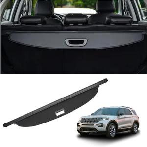 Cargo Cover Fit for 2020-2025 Ford Explorer Rear Storage Waterproof Retractable Rear Trunk Security Cover Shielding Shade Black(Do Not Fit for The Installation Position of The Third Row)