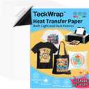 TECKWRAP Printable Heat Transfer Paper for T-Shirts Heat Press 8.3" X 11.7"?12 Sheets Matte Printable Heat Transfer Vinyl for Inkjet Printer, Iron on Transfer Paper for Both Light and Dark Fabric