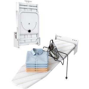 Nisorpa Wall Mounted Ironing Board 37.9" x 11.8", Compact Foldable Iron Board 180 Swivel, Space Saving Wall Ironing Board with Heat Resistant Cover for Laundry Room, Cloakroom, Apartment