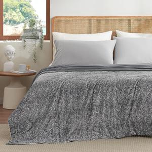 Snuggle Sac Queen Size Soft Cooling Blanket Dark Grey, Q-Max 0.4 Summer Cooling Comforters for Hot Sleepers, All Season Reversible Lightweight Bedding Comforter Queen Size, 90x90 inches, Dark Grey