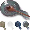 JINIHFW Spoon Rest for Kitchen, Ceramic Spoon Holder for Stove Top, Cooking Spoon Holder,Kitchen Spoon Rest,Heat Resistant Utensil Rest for Countertop, Dishwasher Safe, Blue-Green,1 PCS