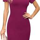 Missufe Women's Summer Boat Neck Short Sleeve Cut Out Knit Bodycon Casual Dress S