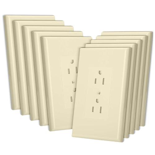 Bates- 1-Gang Duplex Wall Plate, 3.18"x 4.98", 10 Pack, Light Almond, Unbreakable Electrical Outlet Cover Plates, Heat & Impact Resistant, Easy-to-Clean, Duplex Receptacle Cover for Home & Office