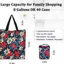 Reusable Grocery Bags 3-Pack, Foldable Shopping Tote with Shoulder Strap, Washable Collapsible Bag for Grocery Shopping, Travel, Beach and Work, Durable Storage Bag