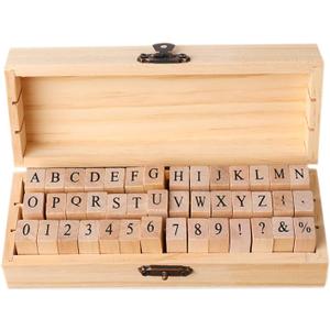 42Pcs Wooden Rubber Stamps Number Letter Alphabet Stamps Mini Cute DIY Stamps Set for Craft Decorating Scrapbooking and Wedding Invitation Cards (42pcs)