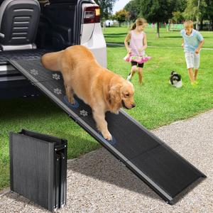 Dog Ramp, Dog Ramp for Car with Anti-Slip Surface, 63''x17.3'' Folding Pet Ramp for Large Dogs to Get on Truck SUV Van Up to 250LBS, Car Ramp for Dogs Dog Stairs for Bed Couch Outdoor Indoor