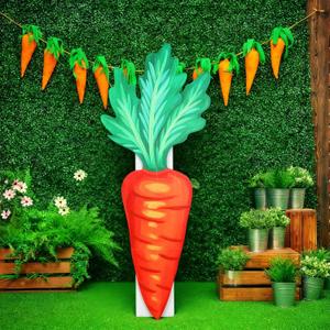 4 ft Large Easter Carrot Cardboard Cutout Easter Party Decoration Stand up Carrot Cardboard Centerpiece PVC Photo Booth Prop Backdrops for Egg Hunt Spring Party Supplies