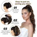 Ponytail Extensions 18 Inch Synthetic Claw Clip in Ponytail Extension Long Wavy Curly Hairpiece Fluffy Natural Looking for Women Daily Use (Blonde to Light Blonde)