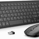 Rechargeable Wireless Keyboard and Mouse Combo- J JOYACCESS 2.4G Compact Quiet Slim Wireless Keyboard Mouse Combo for Laptop,PC,Desktop,Computer,Windows- Black