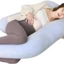 Maternity Pillow for Pregnant Women,57 Inch G-Shape Pregnancy Pillows for Side Sleeping, Relieves Back Pain, Leg & Belly Support, Comfort for Sleeping - Removable Velvet Cover (Blue)