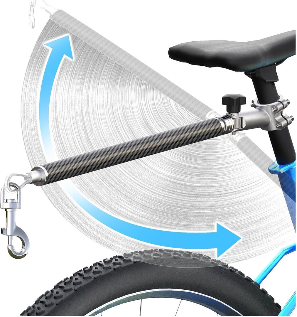 Hands-Free Bicycle Dog Leash for Cycling - 180 Rotating or Fixed Quick-Attach System, Built-in Shock-Absorbing Spring, Anti-Pull Design, Thick Steel Wire Rope 550 lbs (Carbon Fiber)