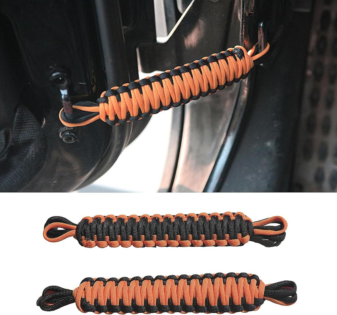 Door Limiting Straps Compatible with 1997-2024 Jeep Wrangler TJ JK JKU JL JLU & Gladiator JT, Interior Accessories Swing Door Check Limiter, Orange, 2 Pack