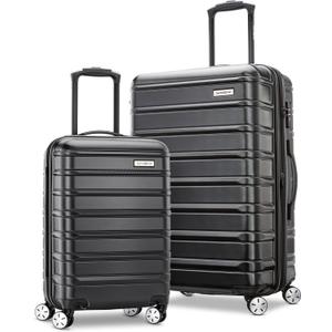 Samsonite Omni 2 Hardside 2 Piece Set - Includes Carry-On & Medium Checked Suitcases - 360° Dual Spinner Wheels - Integrated TSA Lock & Expansion- Midnight Black