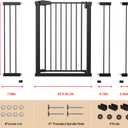 Fldofaves 42" Extra Tall Pet Gate for Cats and Dogs, Fits 29.5"-46" Wide Openings, Pressure Mounted Auto Close Cat Gate with Ultra Narrow Bar Spacing for Doorways, Stairs, Hallways(Black)
