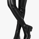 CouieCuies Black Thigh High Boots For Women Platform Over The Knee High Boots Lug Sole Comfortable Stretch Boots 9