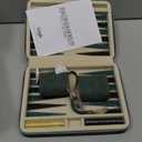 Backgammon Sets for Adults and Kids, Classic Backgammon Board with Unique Checkers Dice, Folding Faux Leather Backgammon Case, Portable Travel Backgammon Game Set (Green)