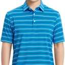 M MAELREG Boys Polo Shirt Short Sleeve Performance Moisture Wicking Dry fit Casual Striped Golf Shirts for Boys (6 Years, Classic Blue Stripe)