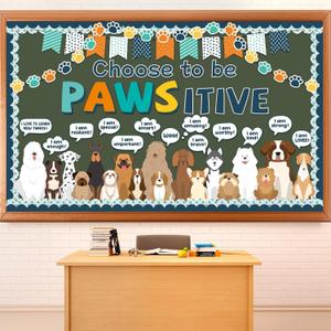 Pet Dog Classroom Bulletin Board Decorations Puppy Dog Paw Bulletin Board Set Motivational Pet Dogs Theme Cutouts Classroom Decorations for Back to School Wall Door Decor Chalkboard Supplies