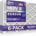 BNX TruFilter 18x24x1 Air Filter MERV 8 (6-Pack) - MADE IN USA  Dust & Pet Defense Electrostatic Pleated Air Conditioner HVAC AC Furnace Filters for Dust, Pet, Mold, Pollen MPR 600  700 & FPR 5