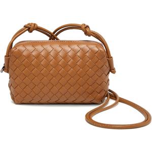 Small Woven Leather Crossbody Bag, Mini Crossbodybag for women,Vegan Leather Purse Clutch Shoulderbag Handbag