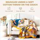 Boho Throw Blanket for Couch 100% Cotton Soft Breathable Butterfly and Floral Double Embroidery Spring Throw Blanket,50"x60" All Season Reversible Throws for Sofa Chair Bohemian Decor for Livingroom