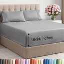 Extra Deep Queen Sheet Set - 4 Piece Breathable & Cooling Bed Sheets - Easily Fits 18 - 24 inch Mattress - Ultra Soft, Wrinkle & Fade Free w/ Extra Deep Pockets - Hotel Luxury Bedding - Heathered Grey