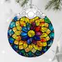 Stained Glass Ornament, Christmas Ornaments, Christmas Decorations for Tree, Holiday Ornament, Gifts for Her, Holiday Party Gifts, Gift Ideas & Xmas Gift - Rainbow Mandala