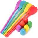 LovesTown 12 PCS Egg Spoon Race Game Sets, Wooden Balance Relay Games for Kids Carnival Birthday Party Outdoor Spring Group Obstacle Course Game Field Day Party Favors (Medium)