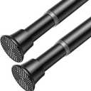 AIZESI 2Pack Tension Curtain Rod 23-46 Inch No Drilling Adjustable Black Tension Rod Extendable Spring Loaded Curtain Rods for Window Doorway Kitchen Closet Bathroom