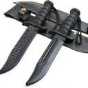 RTCT Polypropylene Training Daggers Leatherneck S/F Trainer (2 Pack) Black Plastic Blade Lightweight Self Defense Safe Easy Fun Cosplay Combat Military Martial Arts Knife Sheath Included