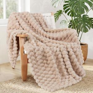 Whale Flotilla Fleece Throw Blanket for Couch or Bed, Luxury 3D Jacquard Super Soft Lightweight Summer Spring Blanket, Cozy Fluffy Plush Decorative Sofa Blankets, 50x60 Inch, Camel