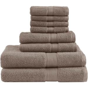 Madison Park 800GSM Bathroom Towel Set of 8 100% Cotton Bath Towel Set for Bathroom Luxurious Highly Absorbent 2 Bath Towels 2 Hand Towels 4 Washcloths Quick Dry Spa Quality Mocha (Multi-Size Set (30 x 54, 16 x 28, 13 x 13 in))